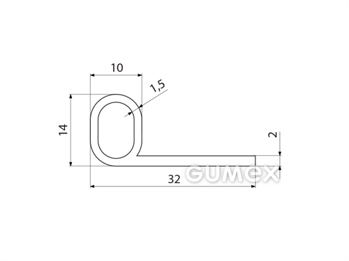 Kompaktes Silikonprofil, P-Form mit Hohlkammer - 0206