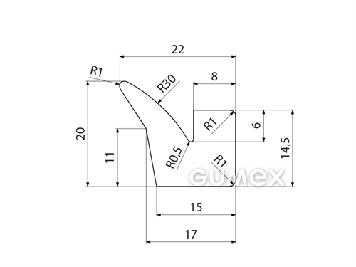 Kompaktes Silikonprofil, V-Form - 0506