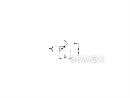 Kompaktes Silikonprofil, P-Form mit Hohlkammer - 0191