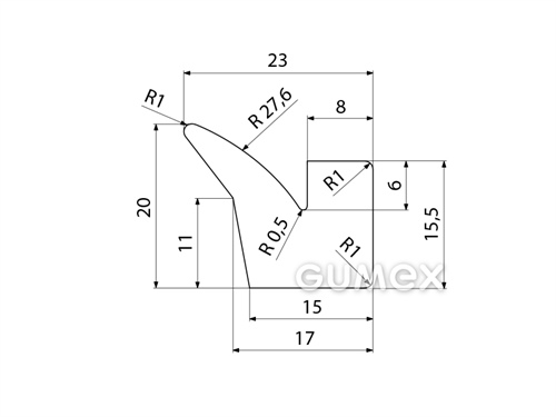 Kompaktes Silikonprofil, V-Form - 0506